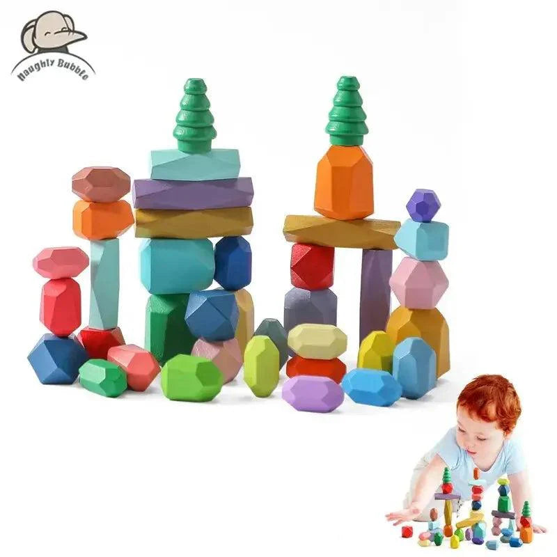 Rynx | Colorful Wooden Building Blocks Set for Creative Learning and Logical Development