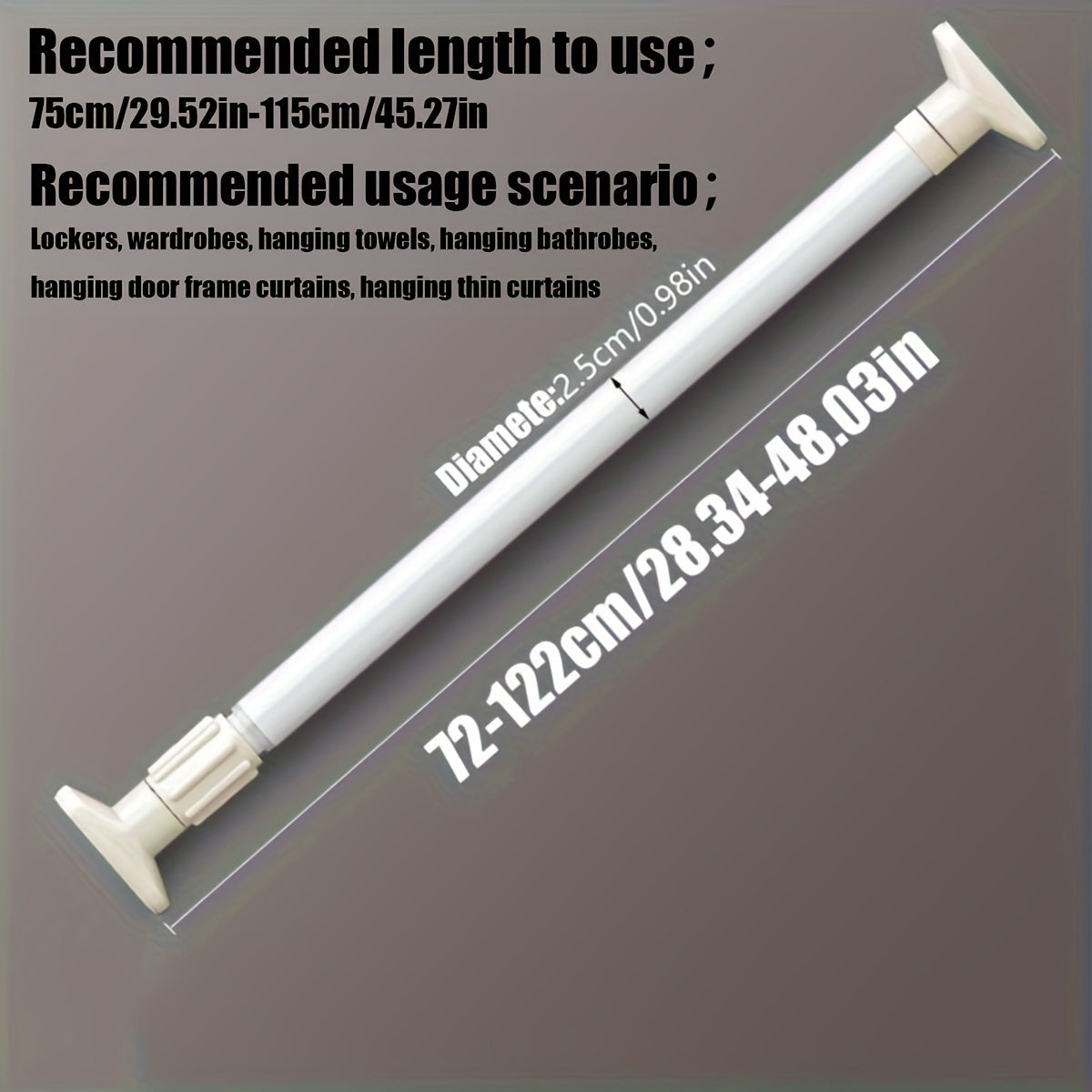 Rynx | Adjustable Tension Curtain Rod - Heavy-Duty, No-Drill Extendable Rod for Shower, Closet, Window, Towel Rack - Metal and Plastic Home Accessory