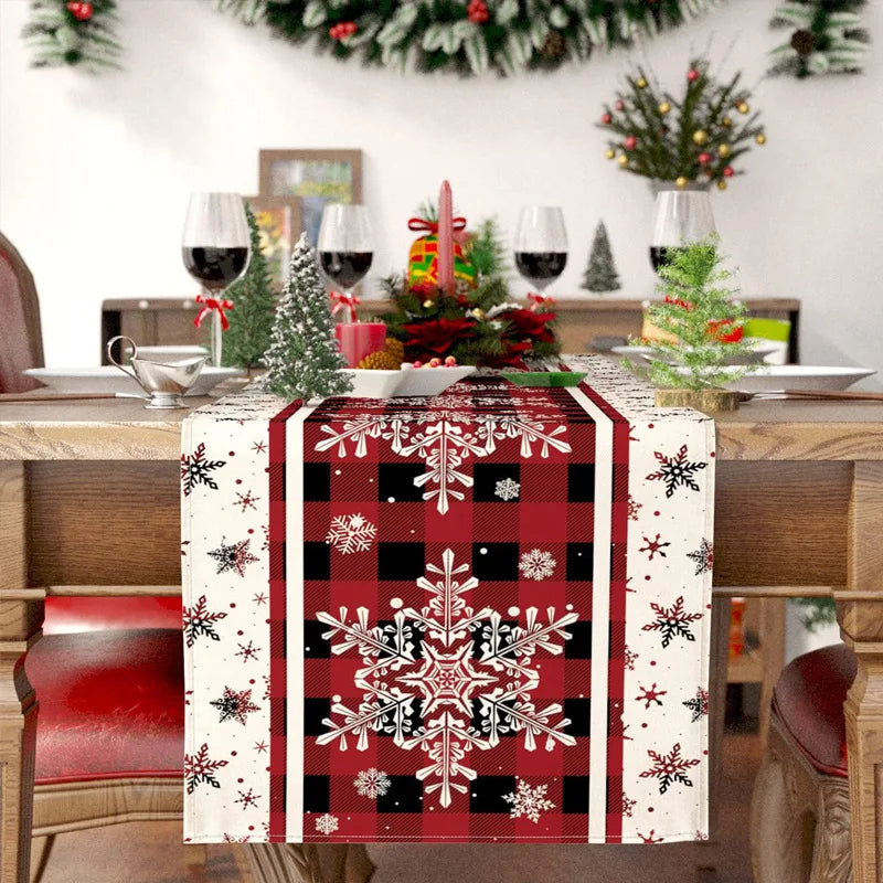 Rynx | Linen Christmas Table Runner Snowman Christmas Tree Home Dining Table Cloth Tablecloth 2023 Christmas Noel Christmas Decorations 2024