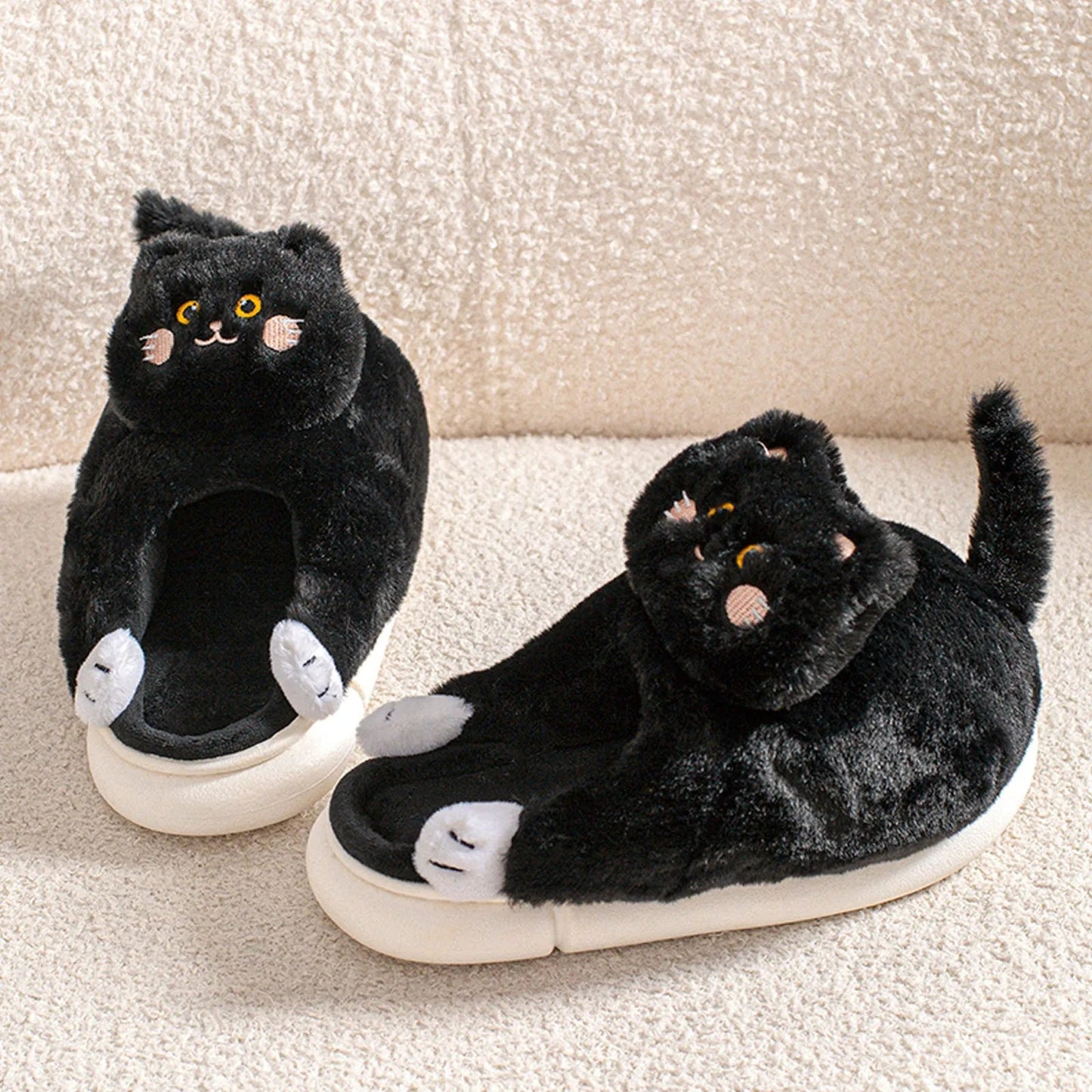 Rynx | Funny Cat Plush Slippers for Women Bedroom Fuzzy Slippers to Slip On Slippers for Women Indoor Loaf Bread Slippers for Women