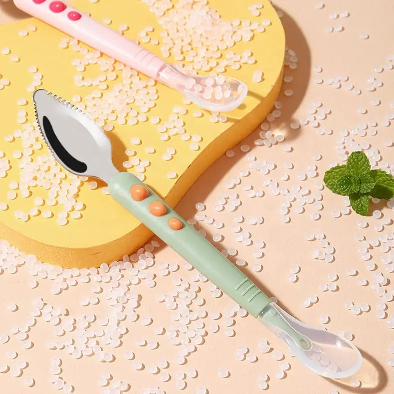 Rynx | Baby spoon with scraper — double-sided fruit preparation tool