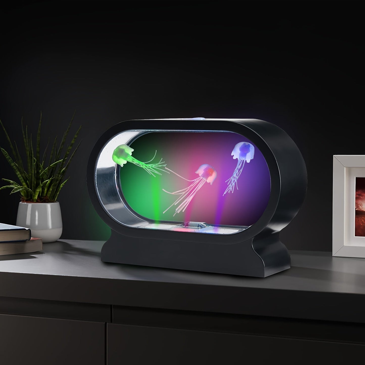 Rynx | LumiJelly - LED Jellyfish Table Lamp, 3-Color Simulated Aquarium Night Light, Battery-Powered, Decorative Light