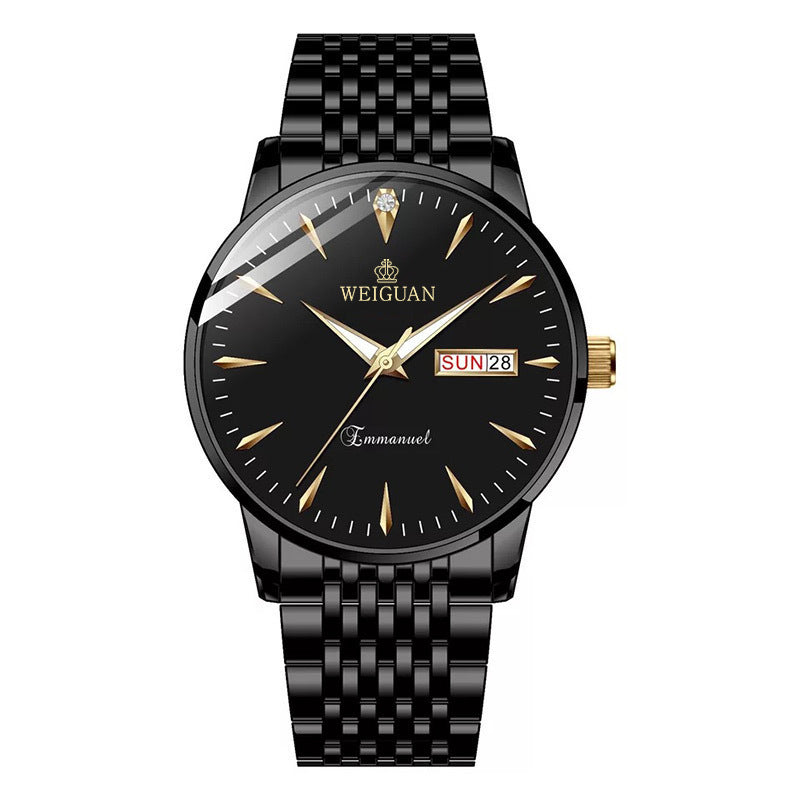 Rynx | Full-automatic Fashion-based Men's Double Calendar Luminous Waterproof Watch Black steel belt black surface