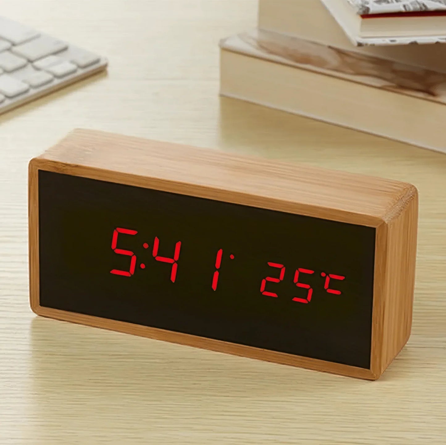 Rynx | BambooTime - LED alarm clock made of bamboo