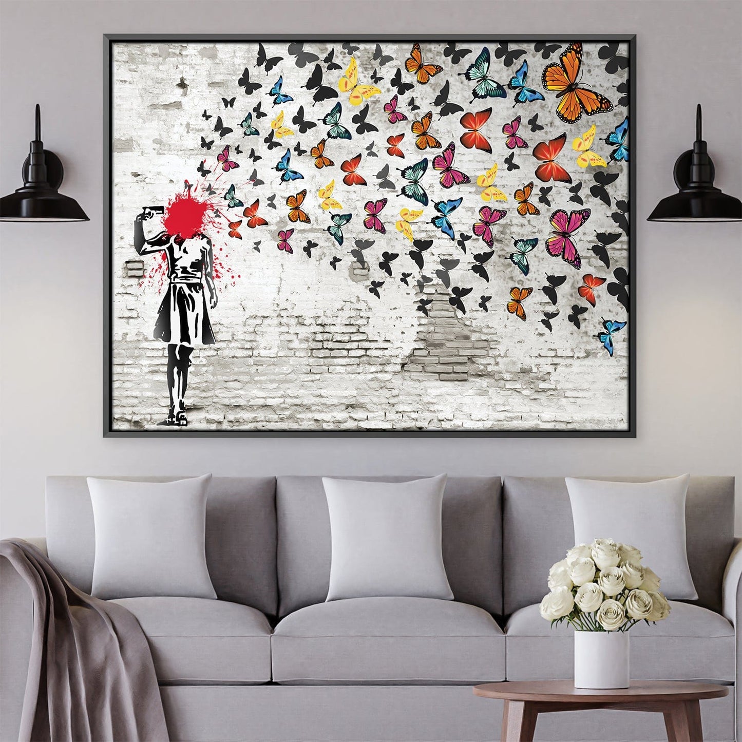 Rynx | Banksy Girl Shooting Butterflies Canvas