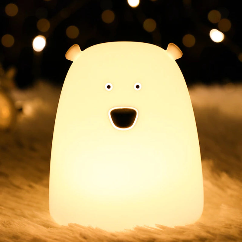 Rynx | Mini Kawaii Popular Cat Baby Night Light 7-Colors Pat Touch Color Changing Eye Protection Bedroom Nightstand Lamp Gift Kids