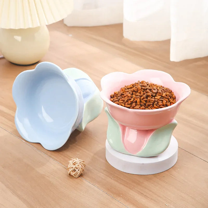 Rynx | Flower-shaped Raised Ceramic Cat Bowl