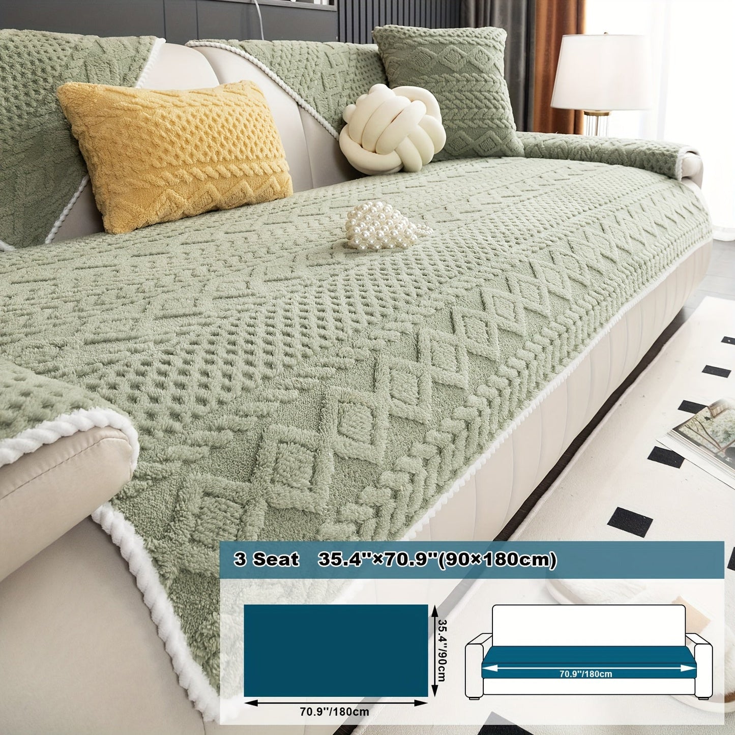 Rynx | 1pc Sofa Slipcover - Pet Dog Friendly, Fuzzy Non-Slip, Breathable Sofa Cover for Bedroom, Office, Living Room Decor
