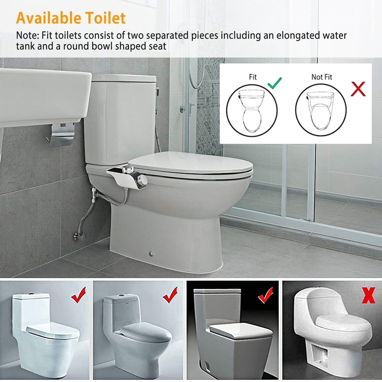 Rynx | Bidet Fresh Water Sprayers with Self-Cleaning Double Nozzle without Electricity
