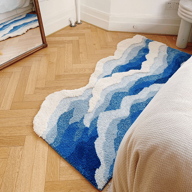 Rynx | Blue Ocean Waves Nightstand Accent Rug