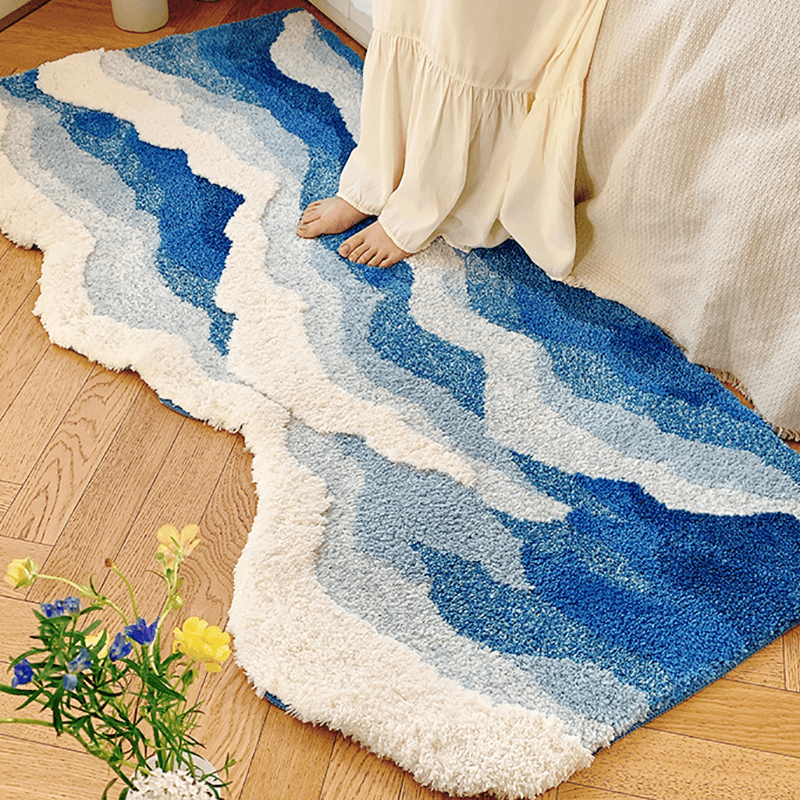 Rynx | Blue Ocean Waves Nightstand Accent Rug