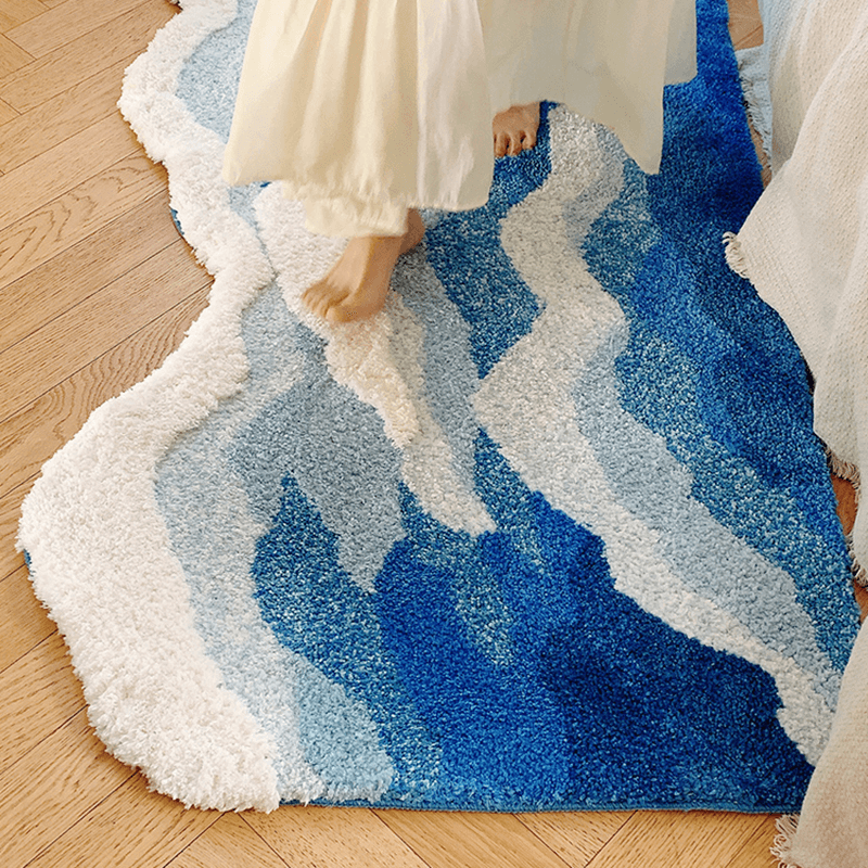 Rynx | Blue Ocean Waves Nightstand Accent Rug
