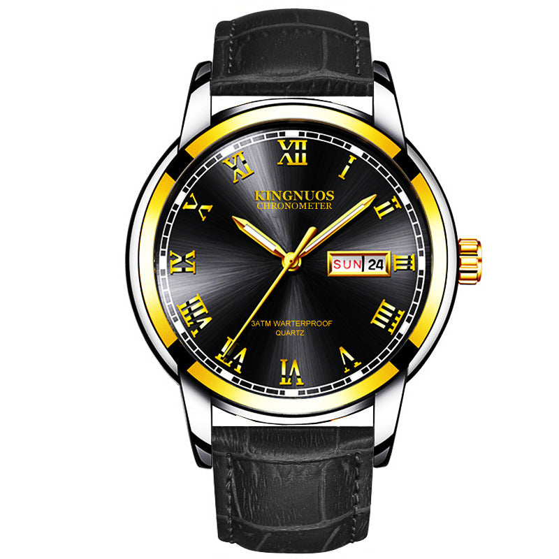 Rynx | Transnational Hot Double Calendar Steel Belt Watch Business Non-mechanical