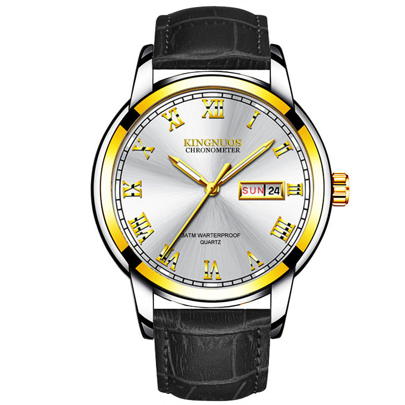 Rynx | Transnational Hot Double Calendar Steel Belt Watch Business Non-mechanical