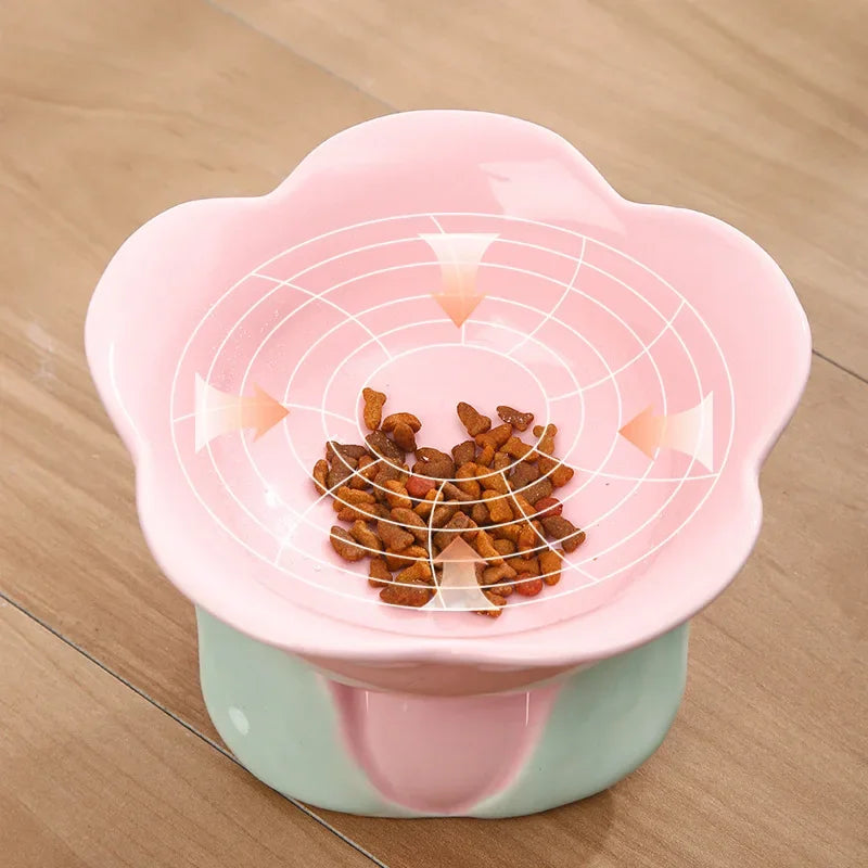 Rynx | Flower-shaped Raised Ceramic Cat Bowl