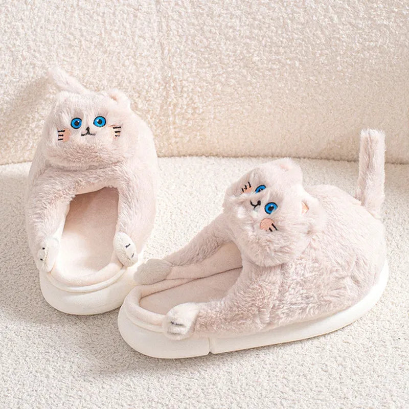 Rynx | Funny Cat Plush Slippers for Women Bedroom Fuzzy Slippers to Slip On Slippers for Women Indoor Loaf Bread Slippers for Women