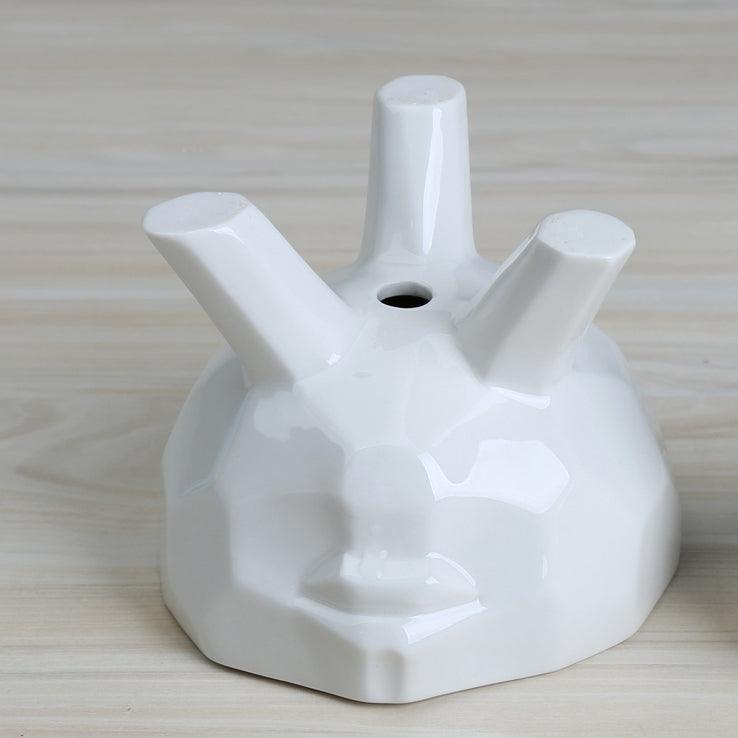 Rynx | FaciaBloom - 2-piece set White Ceramic Face Succulent Pots | Modern Design | Decor for Home & Office