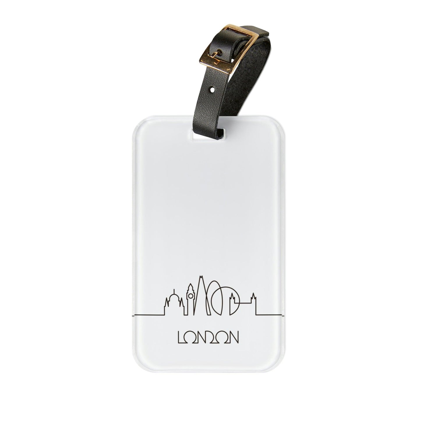 Rynx | Elegant Explorer's London Luxe Acrylic Luggage Tag Set with Adjustable Leather Strap - Travel in Style!