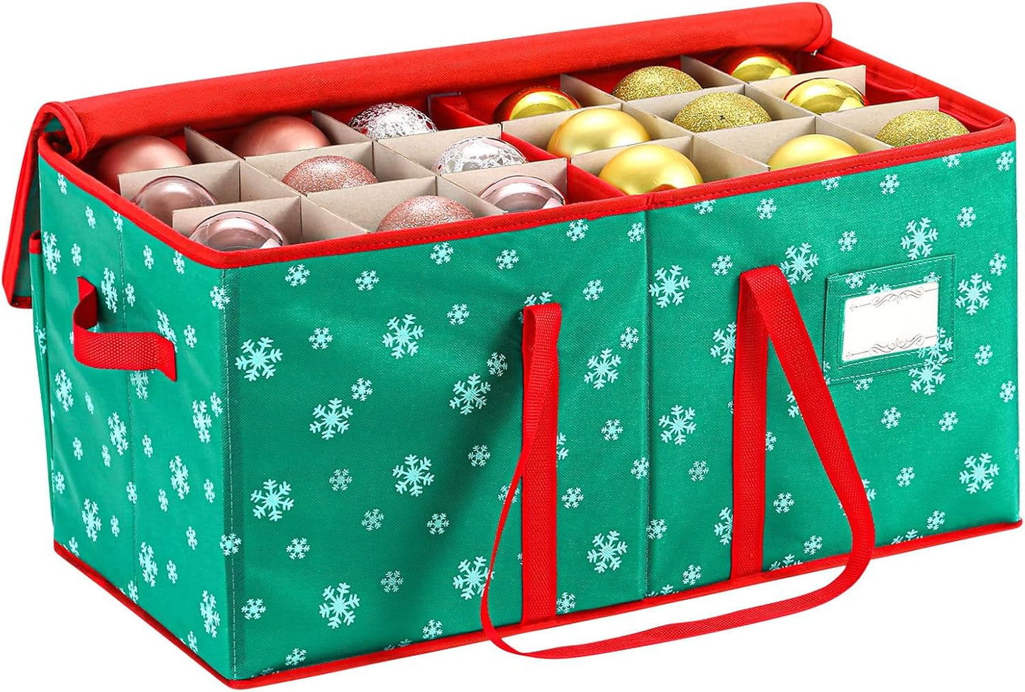 Rynx | Large Christmas ornament storage container box with zipper closure