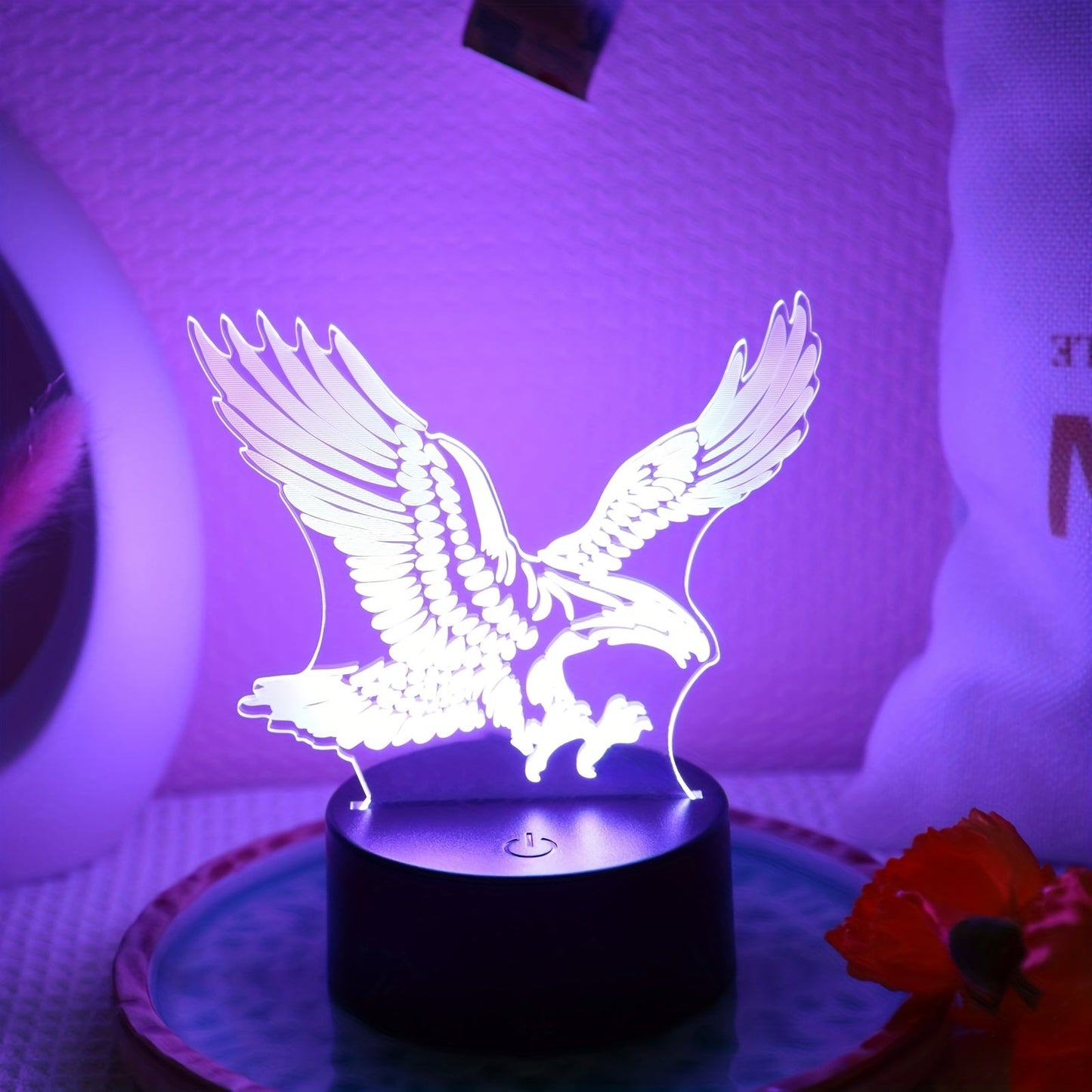 Rynx | EagleLight - 3D LED Night Light with Touch Control, 7 Colors USB Table Lamp