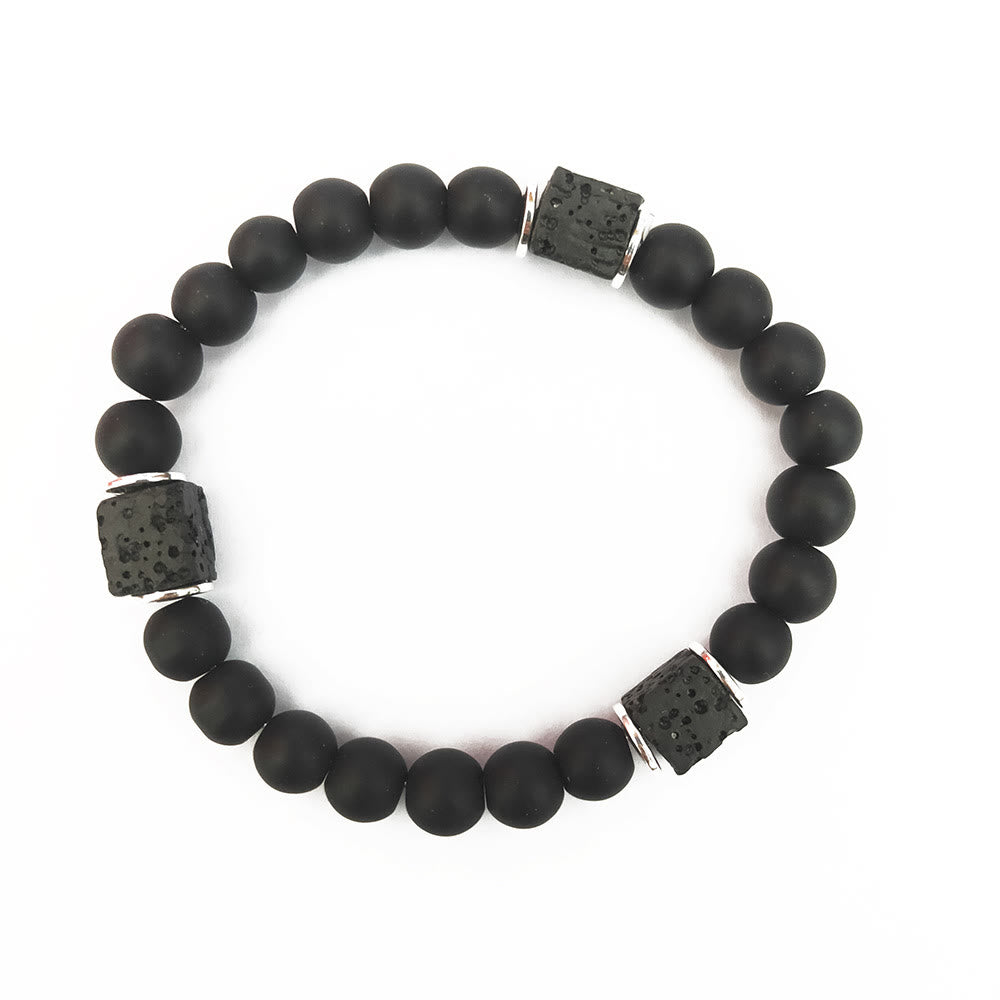 RYNX | Black Onyx and Lava Stone Cube Balance Bracelet Onyx Silver