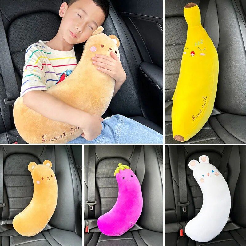 Rynx | Plush Cartoon Animal Car Seat Belt Covers for Kids: Universal Shoulder Padding Protector