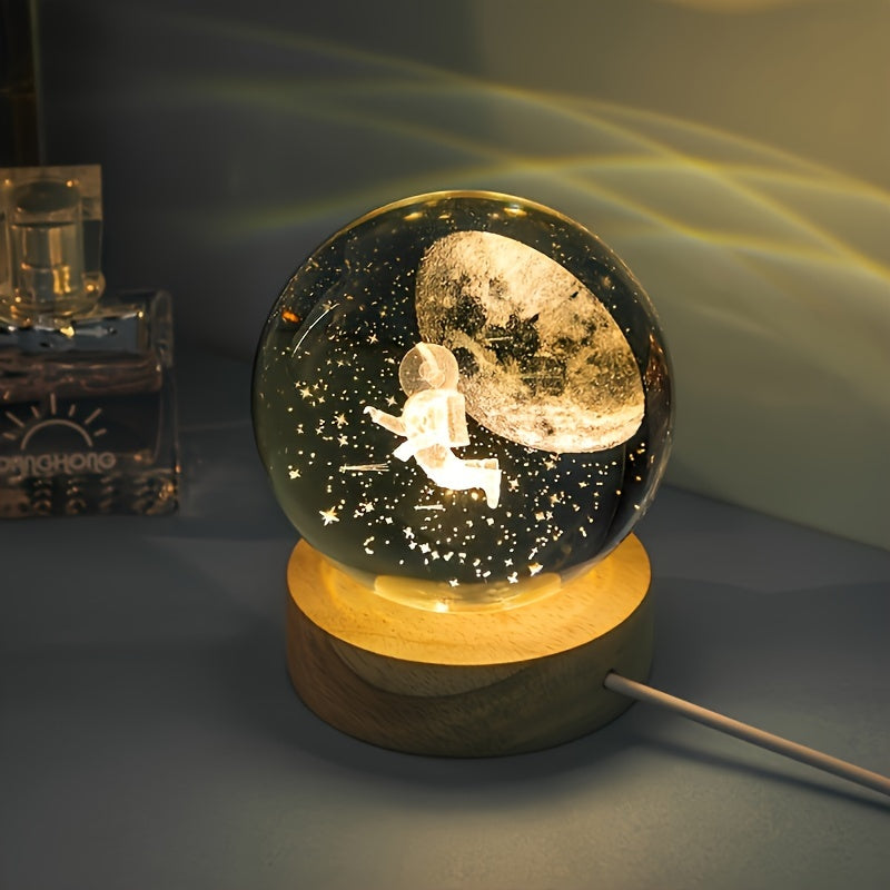 Rynx | LuminaSphere - 3D Crystals Ball LED Table Lamp with Wooden Base