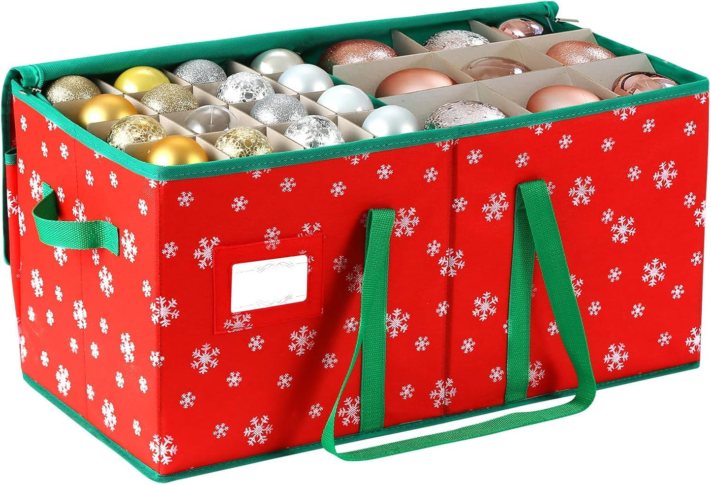 Rynx | Large Christmas ornament storage container box with zipper closure