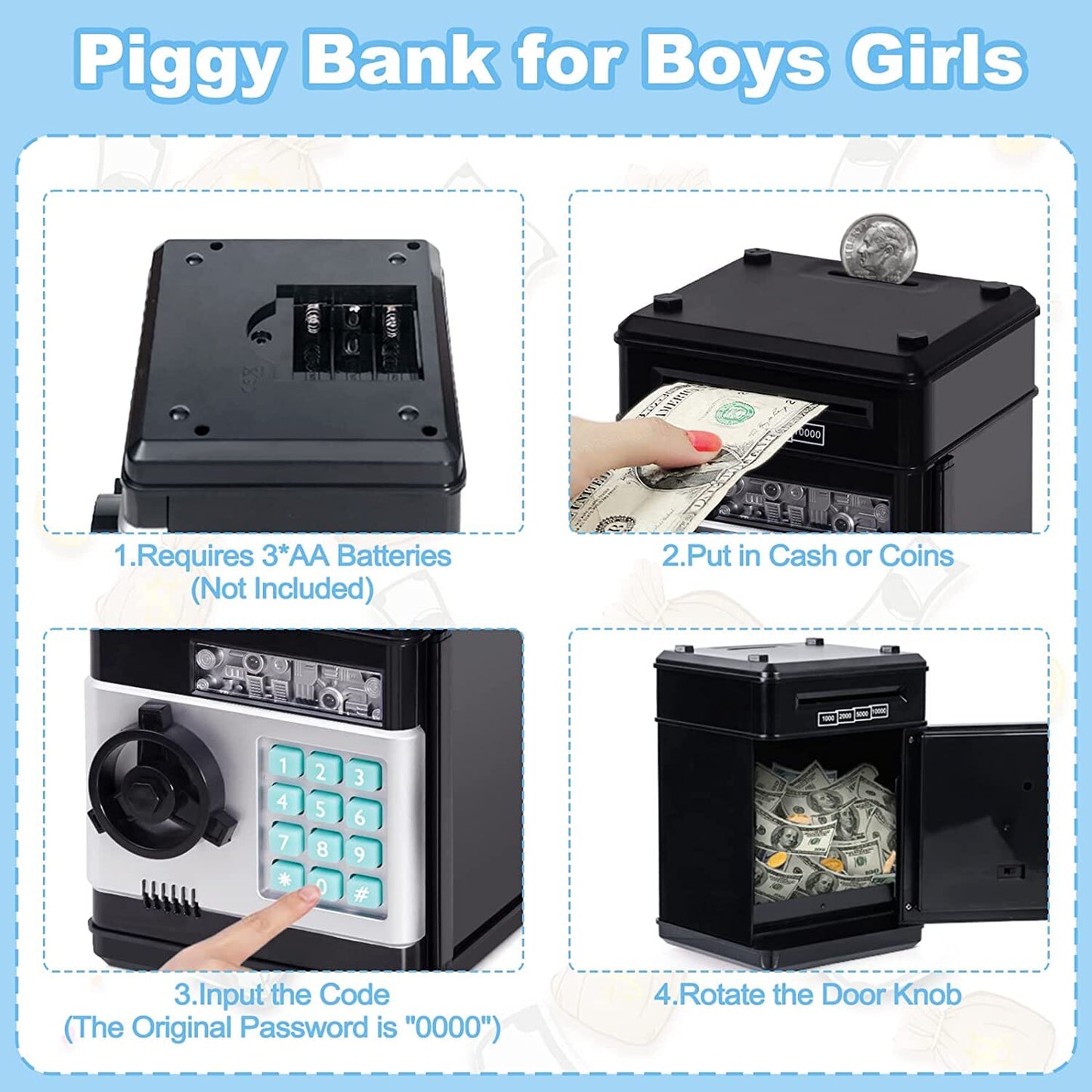 Rynx | Kids Cartoon Password Box Piggy Bank