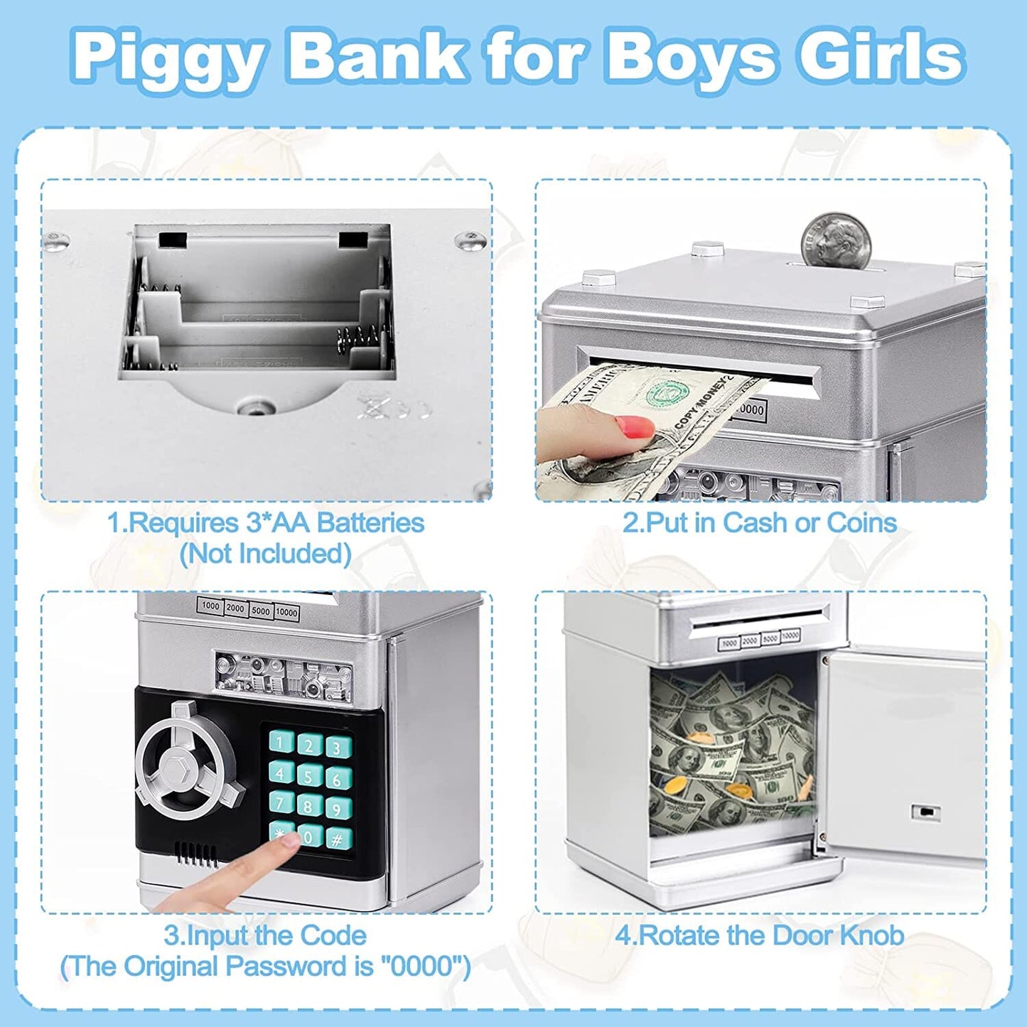 Rynx | Kids Cartoon Password Box Piggy Bank