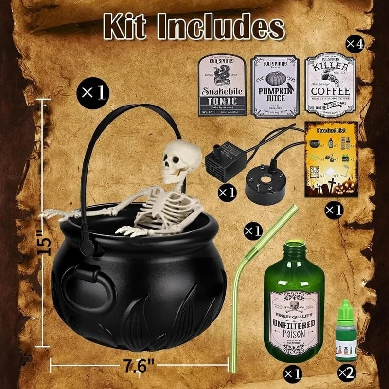 Rynx | Cauldron decoration – with floating magic bottle & fog effect