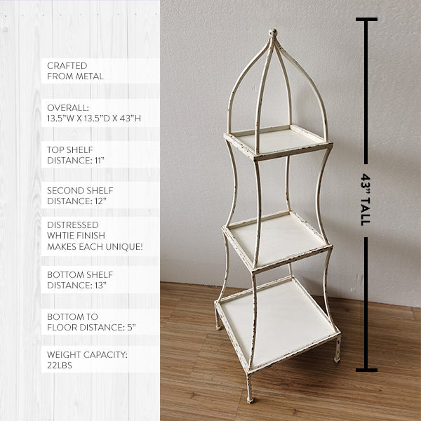 Rynx | 43 inch distressed 3-tier shelving system