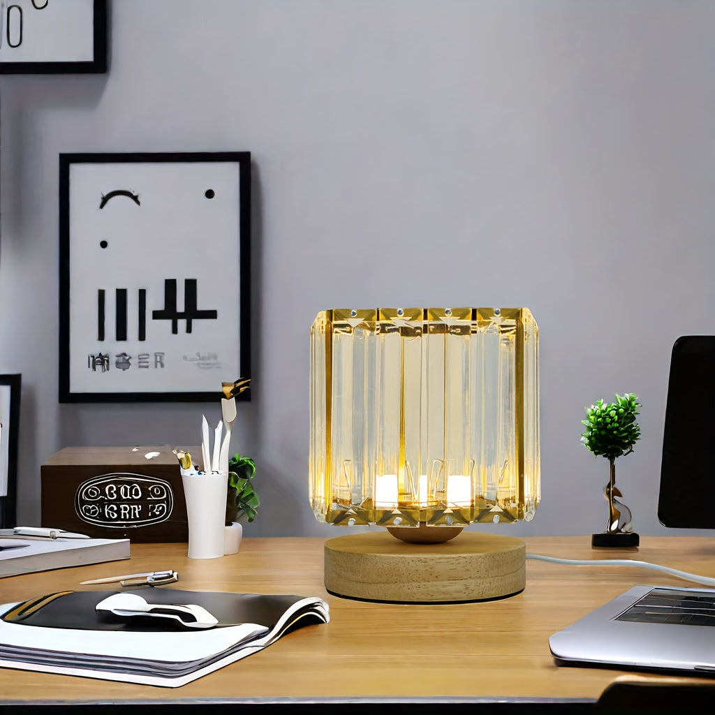 Rynx | LumiCrystal - Glass Crystals Table Lamp, LED Light Source, USB-Powered, Ideal