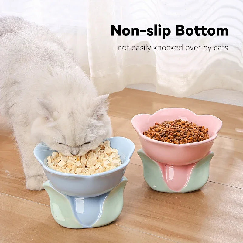 Rynx | Flower-shaped Raised Ceramic Cat Bowl