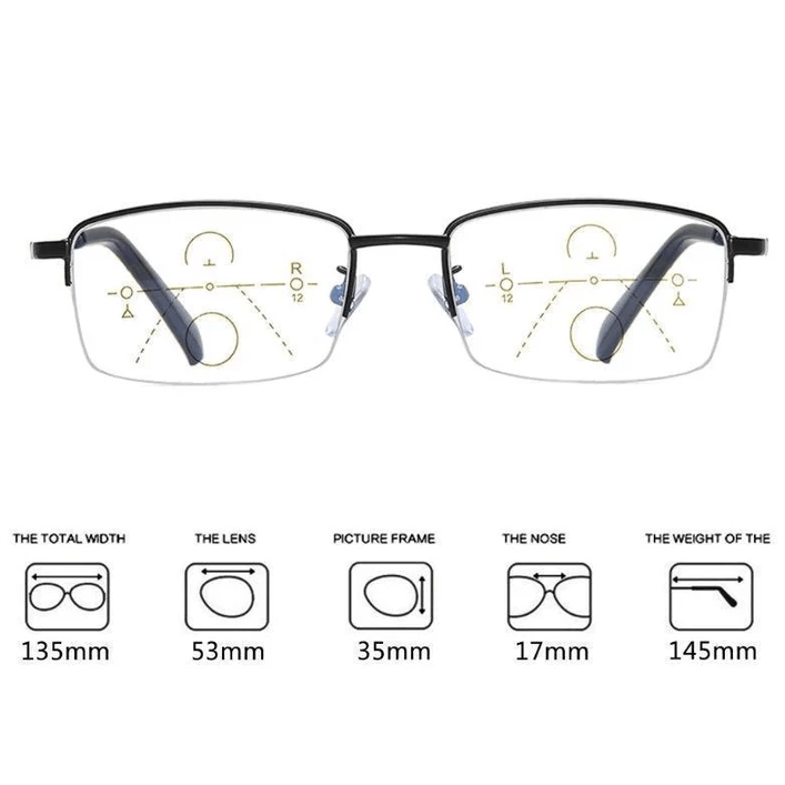 Rynx | Titanium Progressive Distance and Near Range Dual-Use Reading Glasses