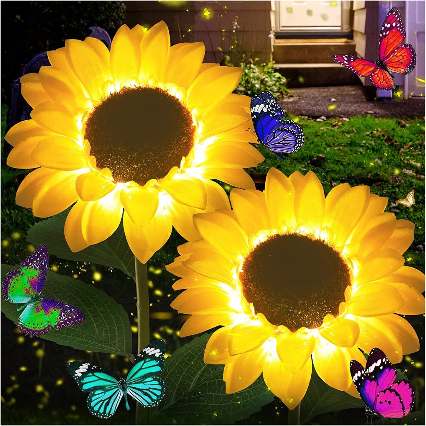 Rynx | Solhage Light, Latest Version Garland Lily Sunflower Light Outdoor Solar Powered Stake Decorative Lights for Garden, Pathway, Patio, Front Yard Outdoor Decoration