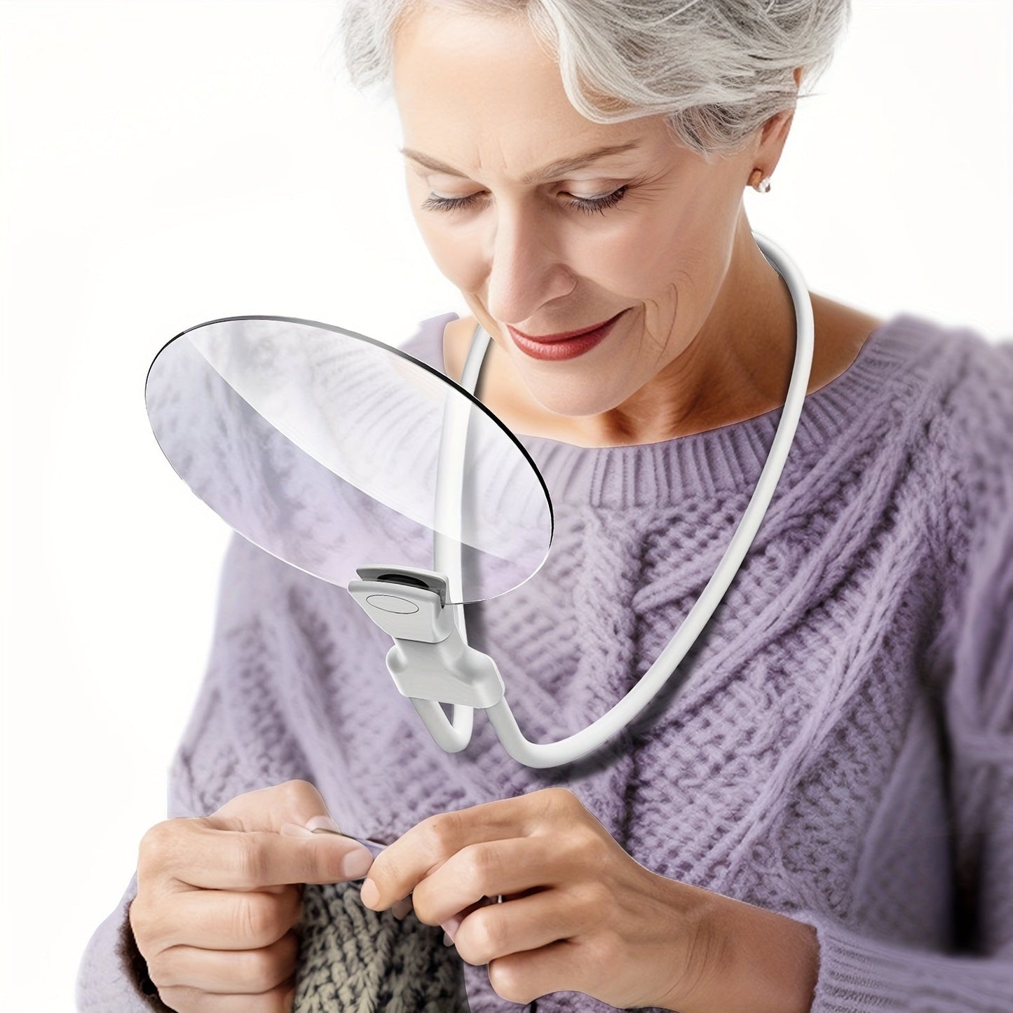 Rynx | 5X Magnifying Glass Pro – Hands-Free Adjustable Neckwear Magnifier for Seniors and Low Vision – Perfect for Reading, Sewing, Crafting, and Inspection White