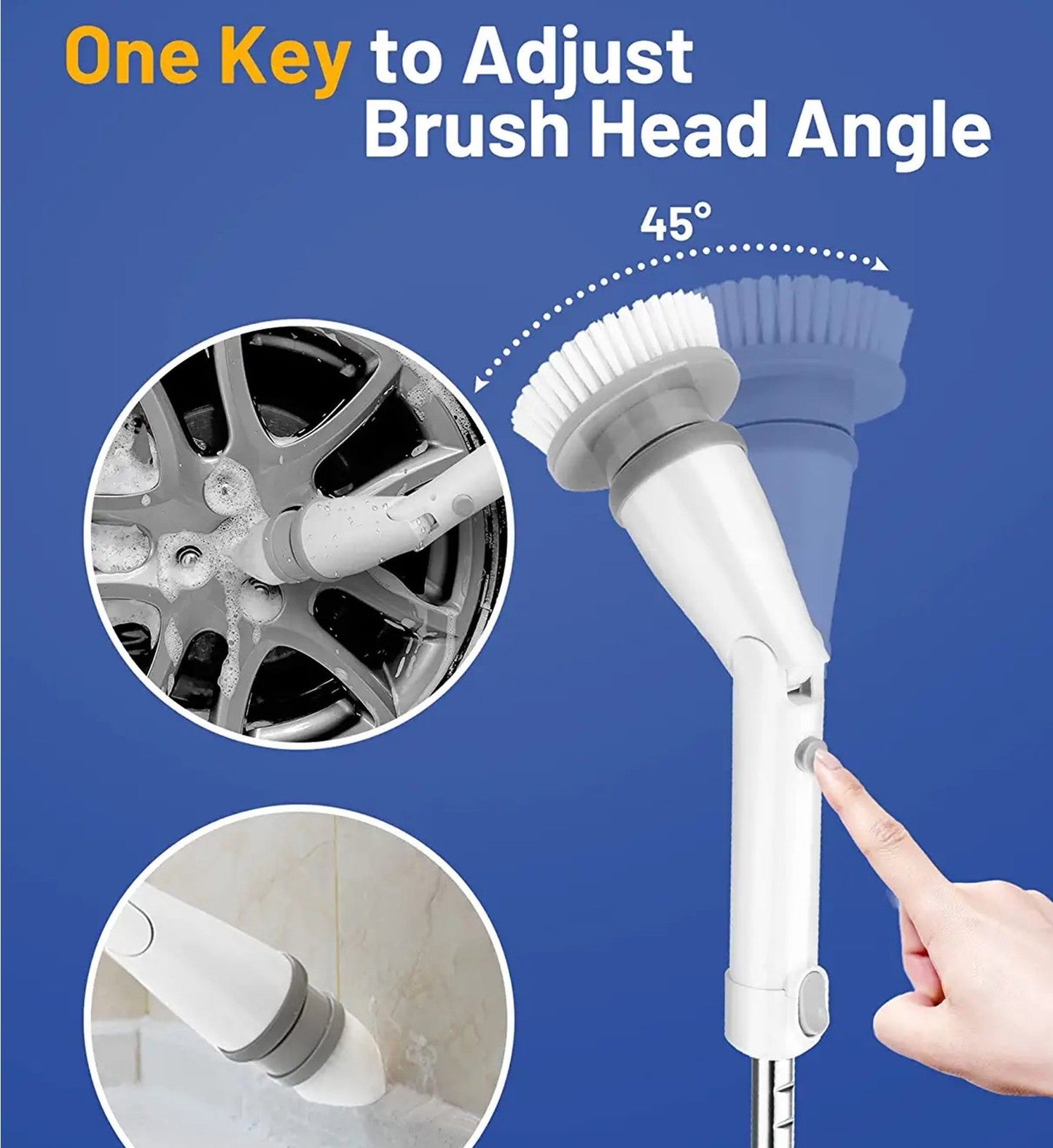 Rynx | telescopic electric rotating scrubber wireless 25-47in & 4 brush heads