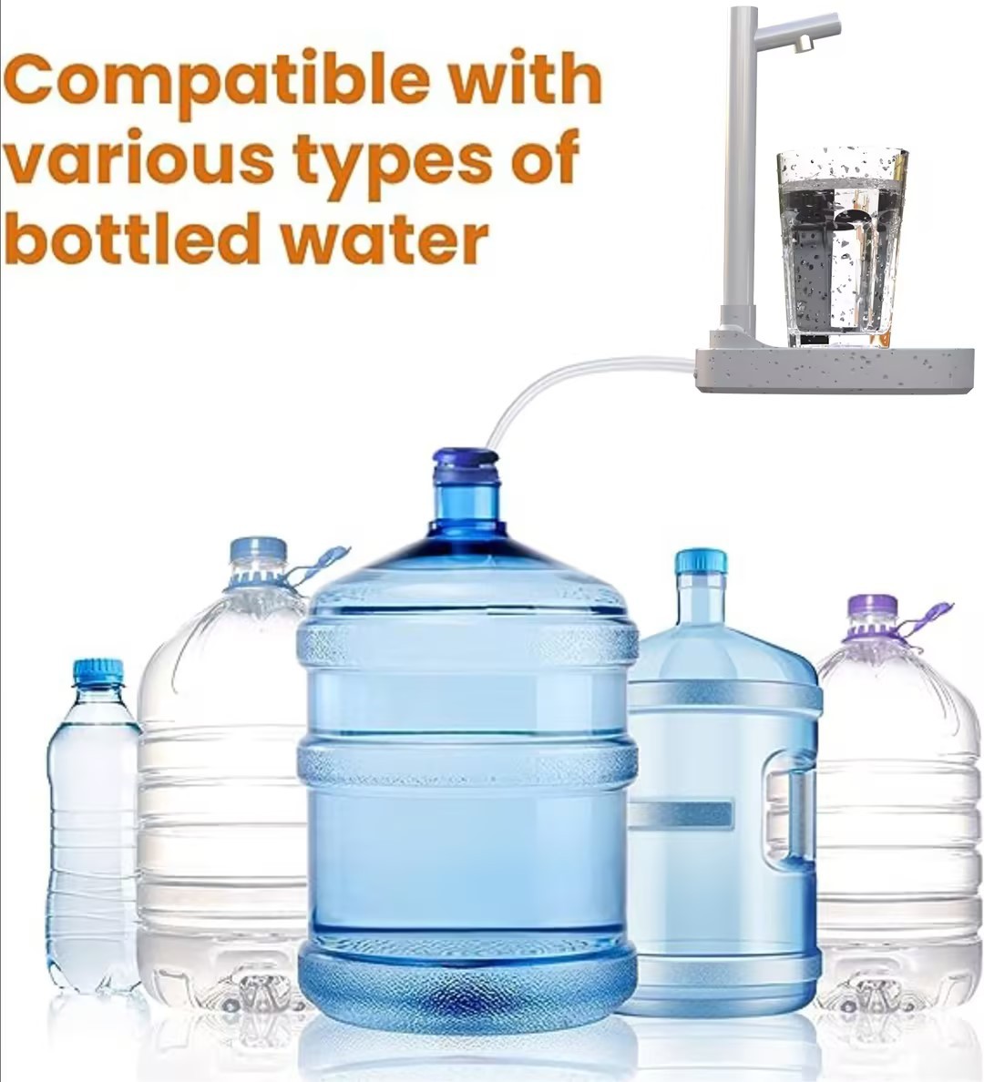 Rynx | Desktop water container with rechargeable battery and extension hose