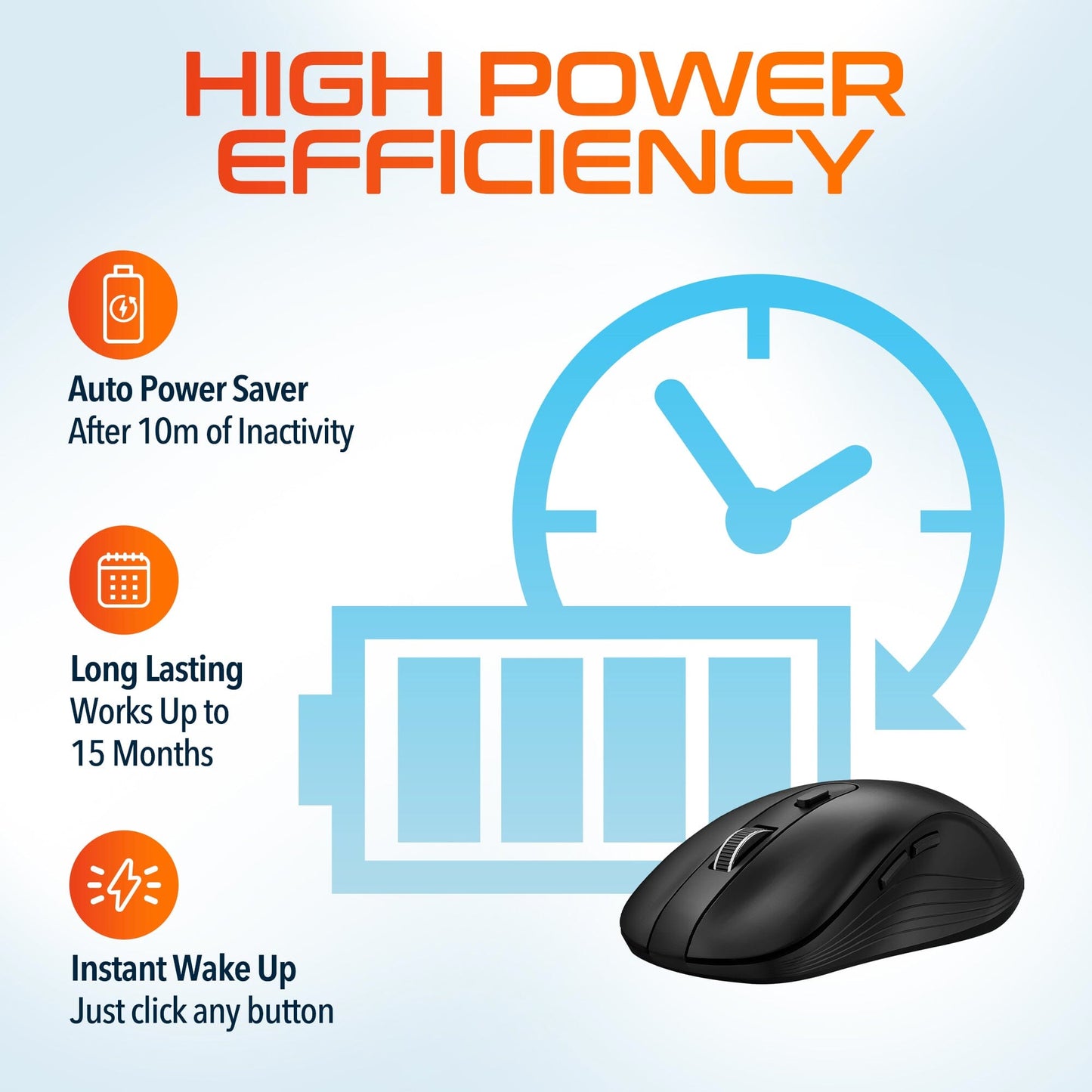 Rynx | Delton S8 Ergonomic Optical Wireless Mouse Computer Pointing Device with Automatic Pairing USB Dongle