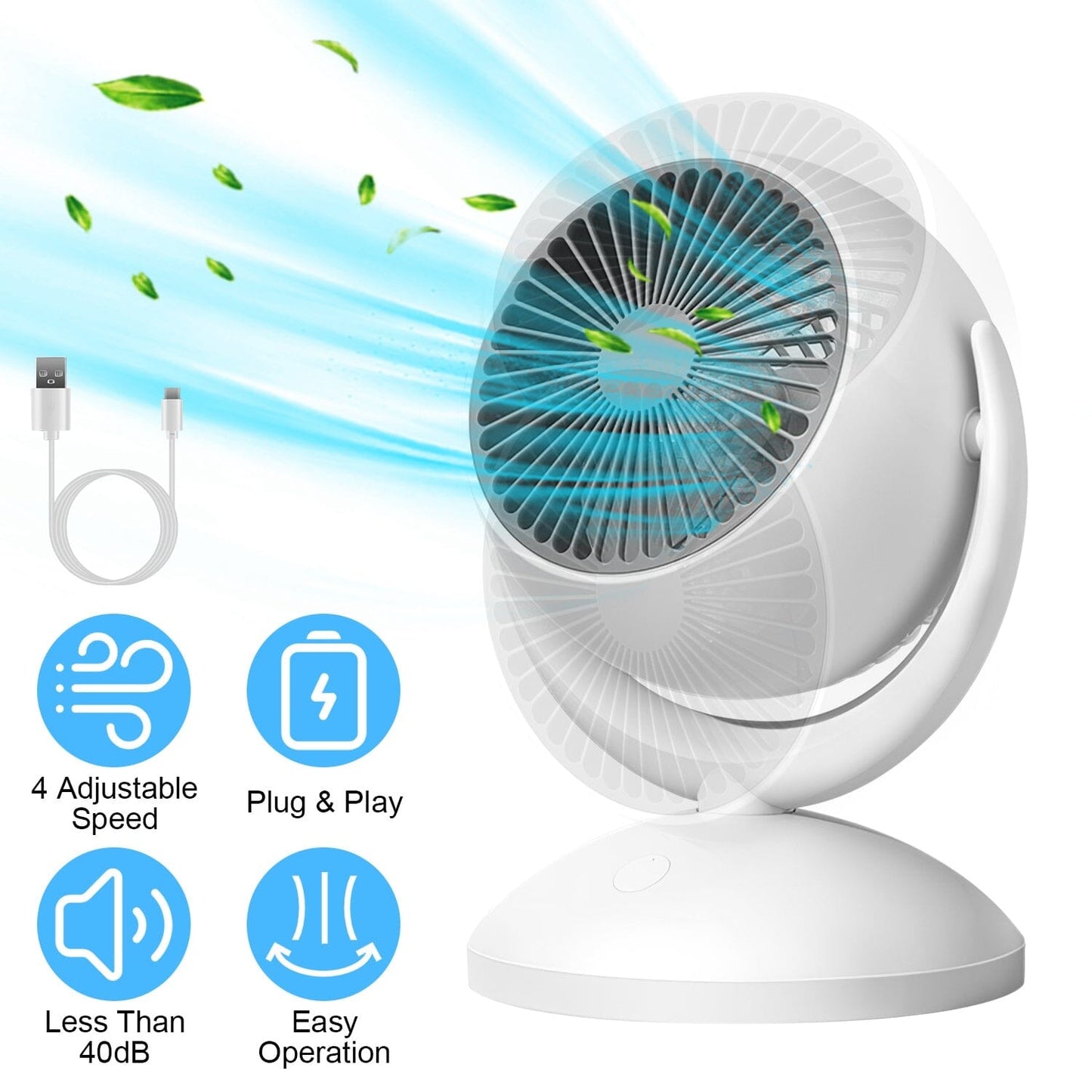 Rynx | Desktop Air Circulator Fan 4 Speed Adjustment