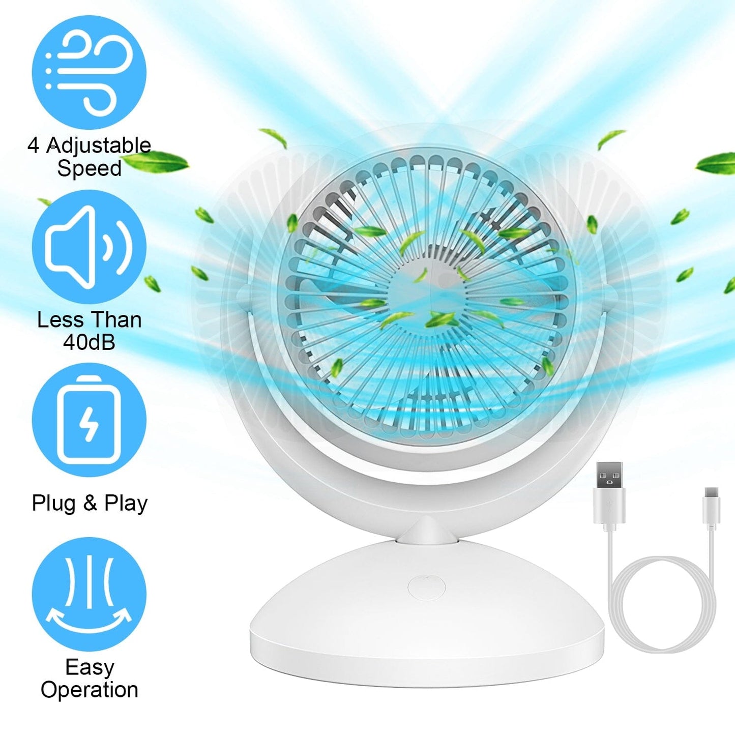 Rynx | Desktop Air Circulator Fan 4 Speed Adjustment
