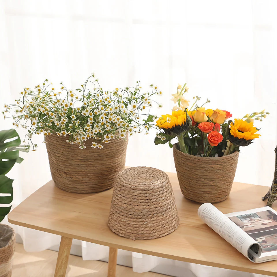 Rynx | Woven Straw Plant Basket Set
