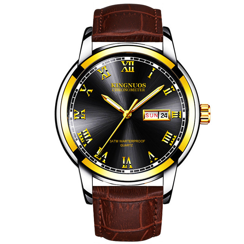 Rynx | Transnational Hot Double Calendar Steel Belt Watch Business Non-mechanical