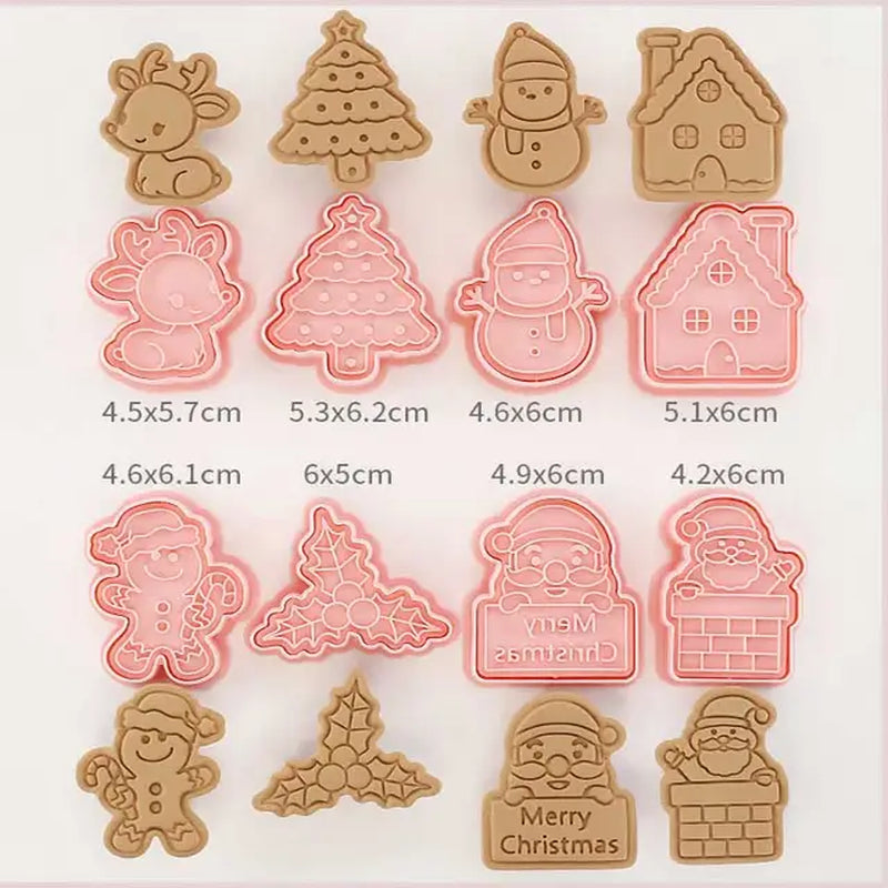 Rynx | 8 Pieces/Set DIY Cake Decoration Tools Christmas Cartoon Cookie Cutter Set Plastic Baking Molds Cookie Tools