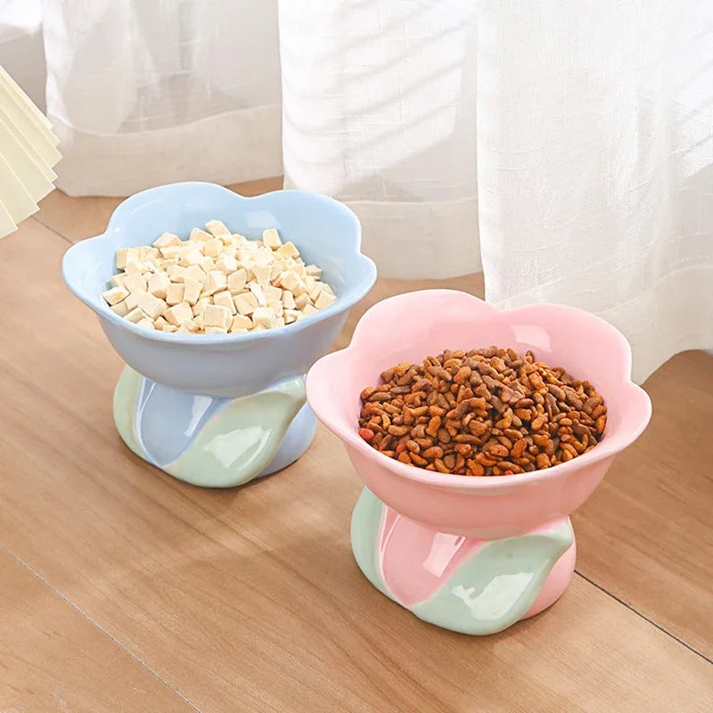 Rynx | Flower-shaped Raised Ceramic Cat Bowl