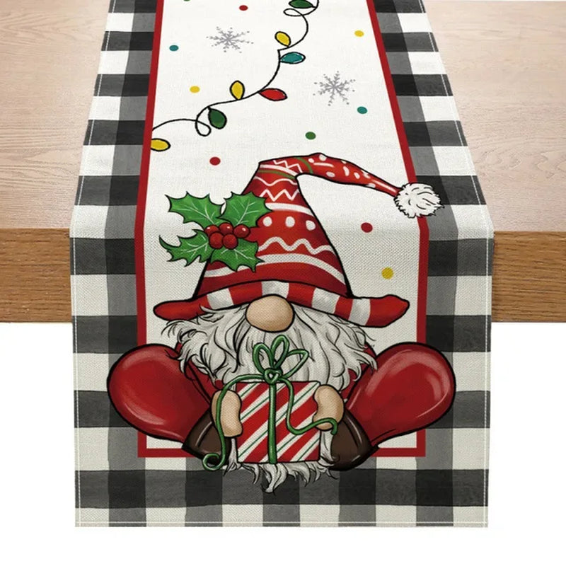 Rynx | Linen Christmas Table Runner Snowman Christmas Tree Home Dining Table Cloth Tablecloth 2023 Christmas Noel Christmas Decorations 2024
