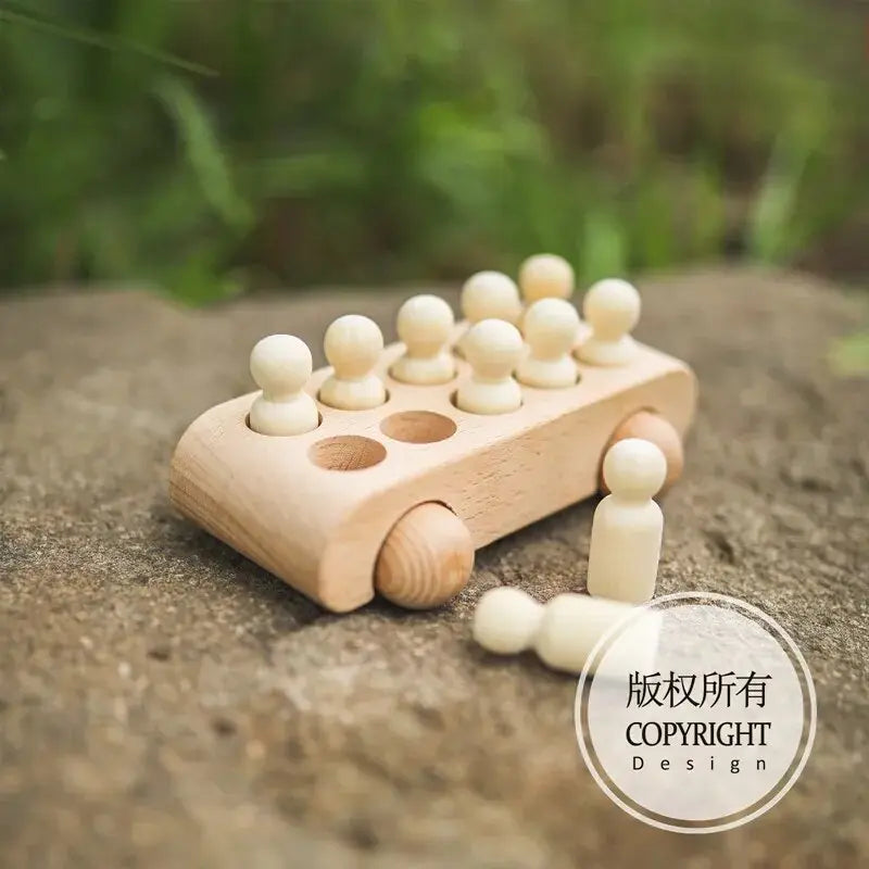 Rynx | Educational Wooden Train Set for Babies - Montessori-Inspired Learning Toy with Trolley and Number Blocks