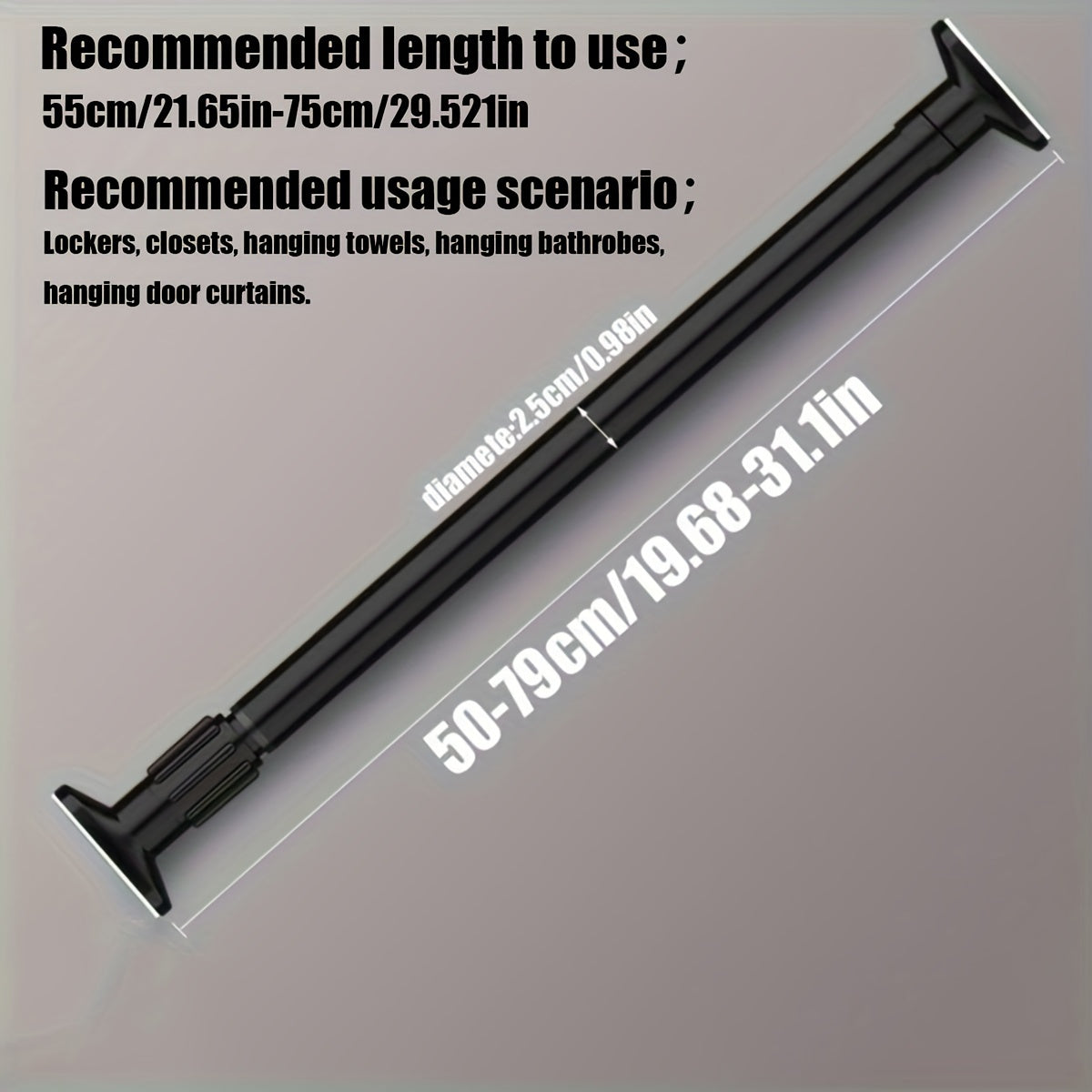 Rynx | Adjustable Tension Curtain Rod - Heavy-Duty, No-Drill Extendable Rod for Shower, Closet, Window, Towel Rack - Metal and Plastic Home Accessory