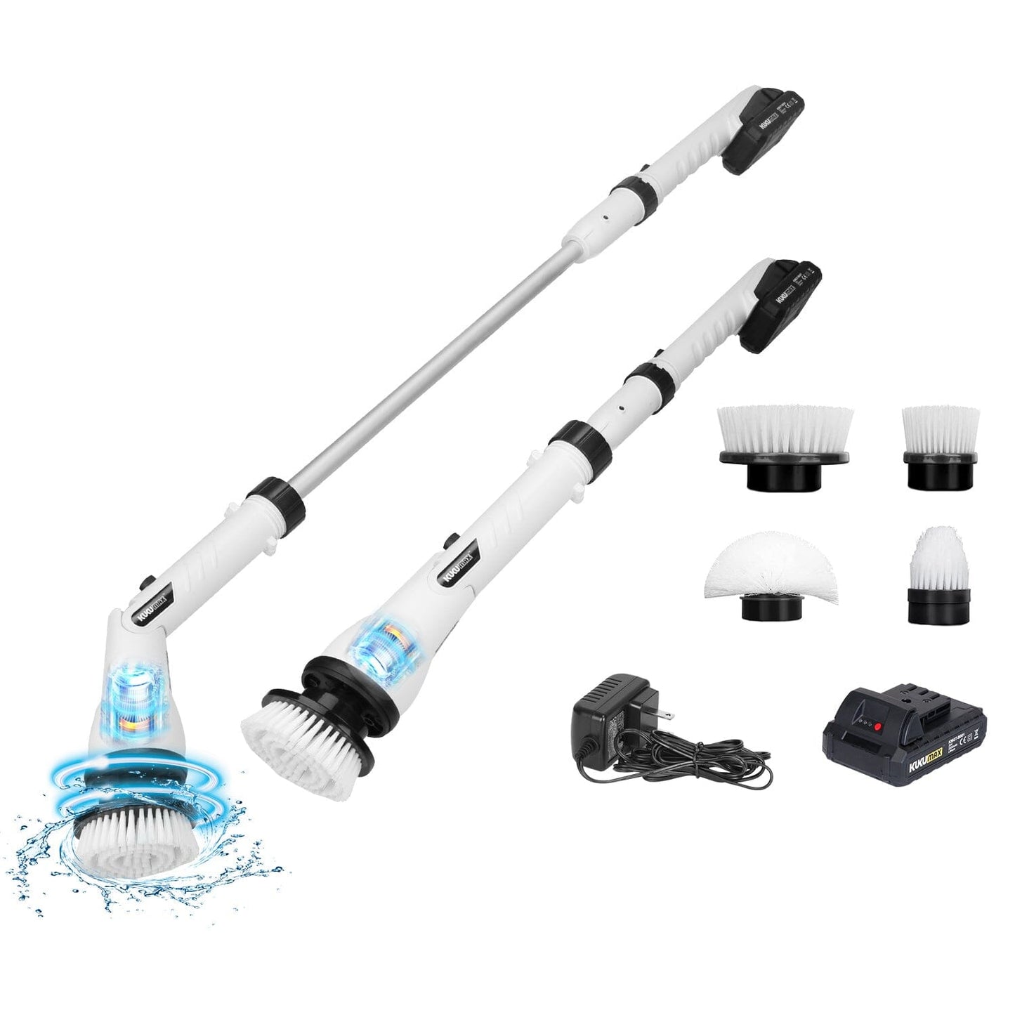 Rynx | Electric wireless rotating scrub brush with 4 interchangeable heads